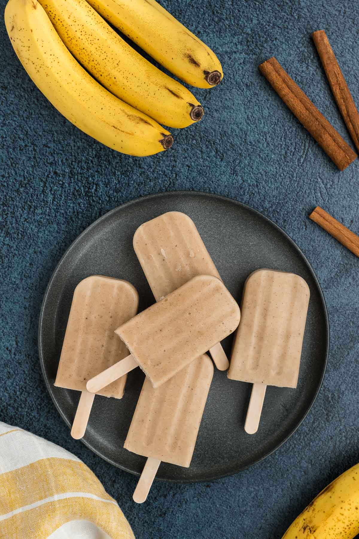 Banana Popsicles on gray plate